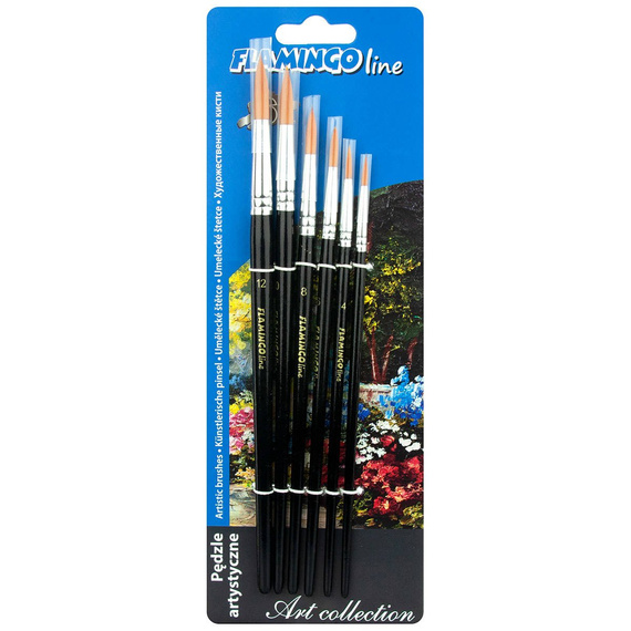 Zestaw pędzli syntetycznych okrągłych Flamingo - 6 sztuk