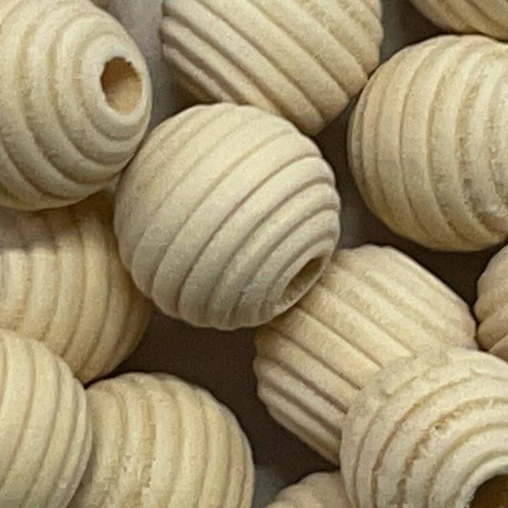 Koraliki drewniane prążkowane 14mm 50 sztuk