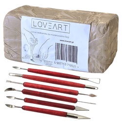 Zestaw rzeźbiarski Glina 5kg Narzędzia do modelowania 6 elementów