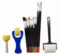 Zestaw pędzli i wałków do malowania - szczecinowe, nylonowe, gąbkowe