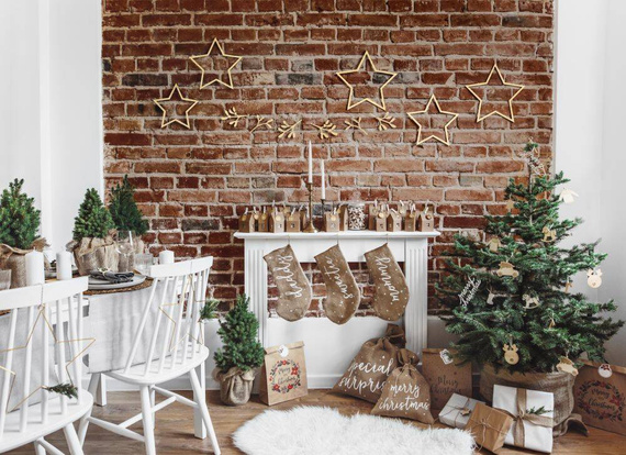 Drewniane zawieszki dekoracyjne z brokatem mix świąteczny