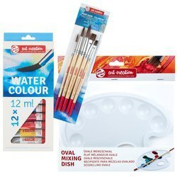 Farby akwarelowe Art Creation 12x12ml Talens + pędzle + paletka