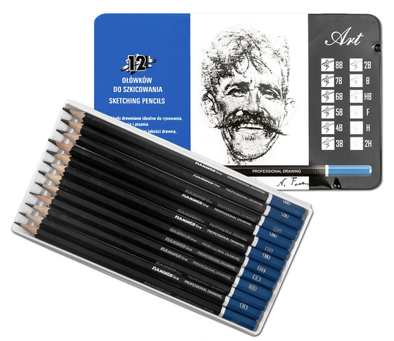 Zestaw ołówków 12szt 2H - 8B