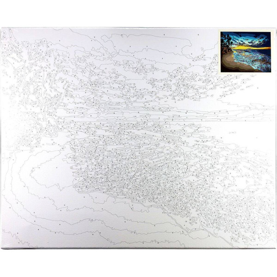 Malowanie po numerach 40x50cm Zachód słońca 1 - Zestaw na ramie