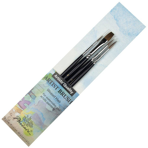 Zestaw pędzli z włosia łasicy Phoenix - 4 sztuki