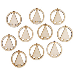 Drewniana ozdoba zawieszka bombka 6 cm - Choinka drzewko - 10szt