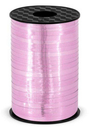 Wstążka świąteczna metalizowana do pakowania 5mm - 225m różowa