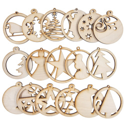 Holz-Christbaumanhänger Set 17 Stück  - Muster-Mix - 6 cm