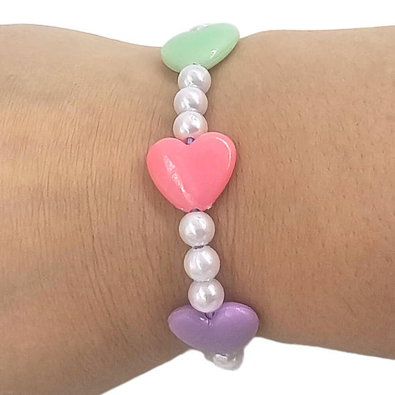 Pastelowe perełki i serduszka (87 szt.) z gumką - zestaw kreatywny LoveArt