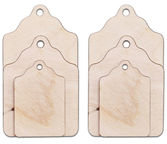 Drewniane ozdoby zawieszki MIX Bileciki do prezentów