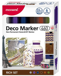 Markery akrylowe na bazie wody Monami 6 kolorów