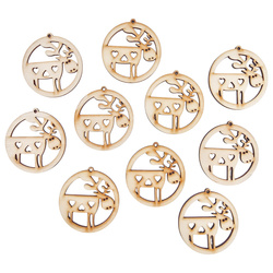 Drewniana ozdoba zawieszka bombka 6cm - Renifer - 10szt