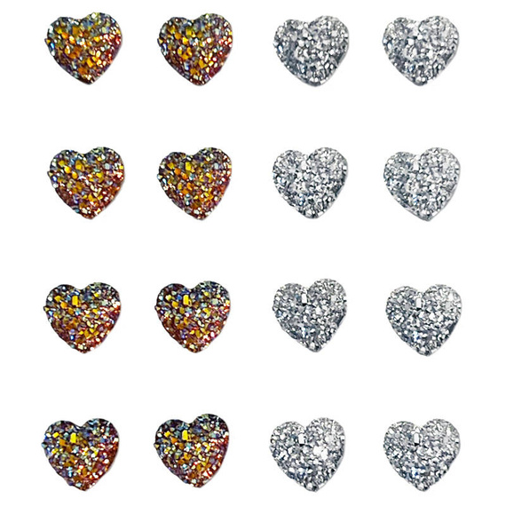 Kryształki wypukłe samoprzylepne - Serca 16 sztuk
