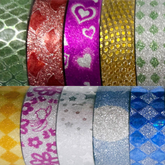 Taśma wzorzysta samoprzylepna 12mm x 3m - mix kolorystyczny 10 sztuk