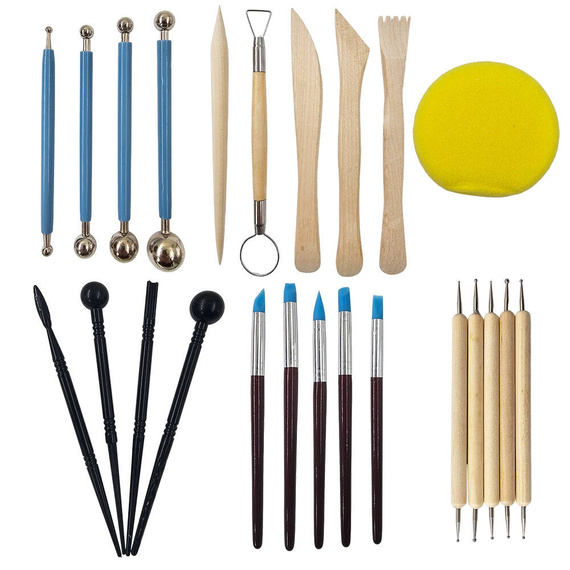 Zestaw rzeźbiarski - Glina samoutwardzalna 1kg, Narzędzia do gliny 24 elementy