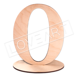 Drewniana cyfra na podstawce 15cm - "0" Decor