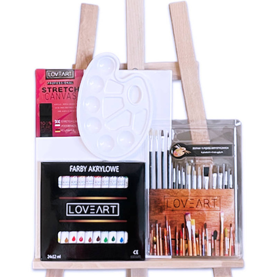 Zestaw malarski - Sztaluga 175cm + farby akrylowe