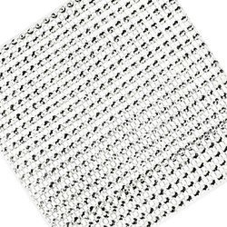 Taśma ozdobna z kryształkami 2szt. - Srebrna mata 12x12cm