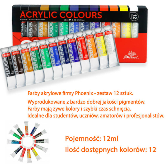 Zestaw malarski - Farby akrylowe, Podobrazia, Pędzle, Paletka