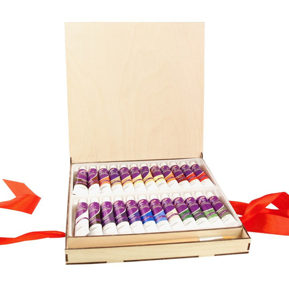 Kasetka drewniana na farby 24x12ml Decor