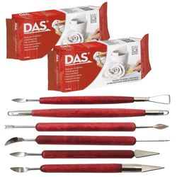 Zestaw rzeźbiarski - Glina samoutwardzalna 1kg, Narzędzia do gliny 6 elementów