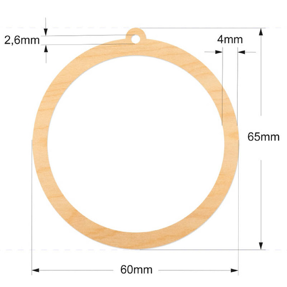 Drewniana ozdoba zawieszka bombka 6cm. Decor - pusta w środku