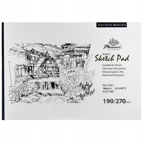 Zestaw do rysowania Phoenix - Ołówki 10szt., Blok szkicownik
