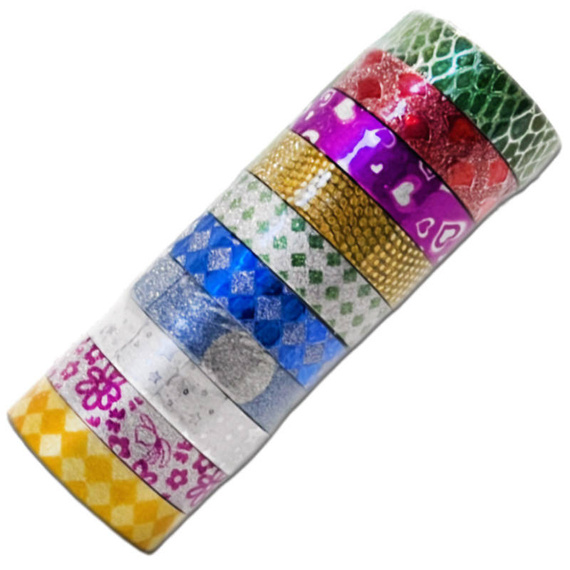 Taśma wzorzysta samoprzylepna 12mm x 3m - mix kolorystyczny 10 sztuk