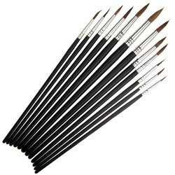 Zestaw pędzli okrągłych akwarelowych - 12 sztuk