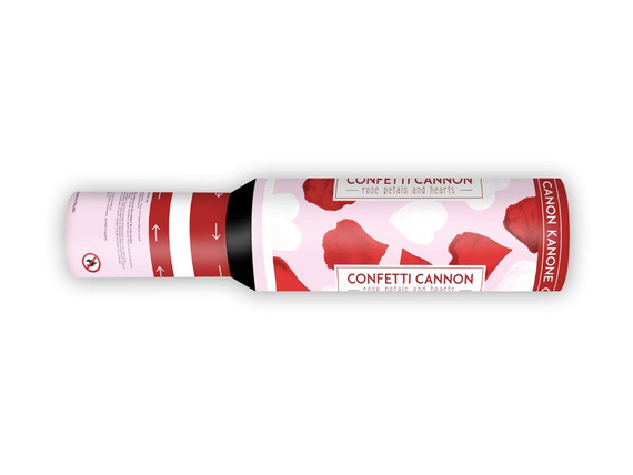 Tuba Granat z sercami i płatkami róż 30cm