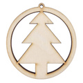 Drewniana ozdoba zawieszka bombka 6 cm Decor - z choinką - 10szt