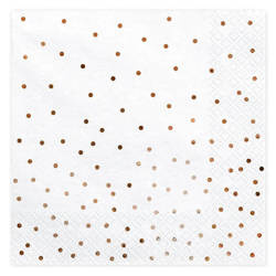 Serwetka 33x33cm - Biała w złote kropki