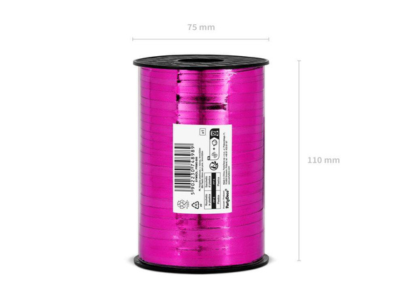 Wstążka świąteczna metalizowana do pakowania 5mm - 225m ciemna różowa