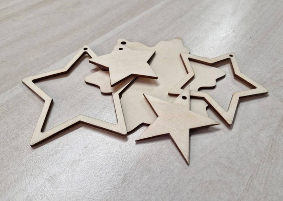 Drewniane ozdoby bombki świąteczne na choinkę Gwiazdy Mix wzorów