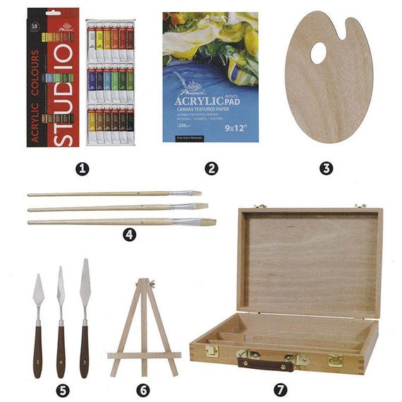 Zestaw malarski Phoenix w drewnianej walizce