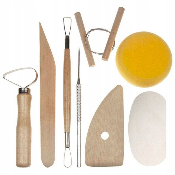Zestaw rzeźbiarski - Glina samoutwardzalna 1kg, Narzędzia do gliny 8 elementów