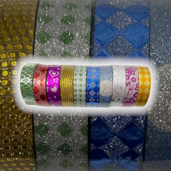 Taśma wzorzysta samoprzylepna 12mm x 3m - mix kolorystyczny 10 sztuk