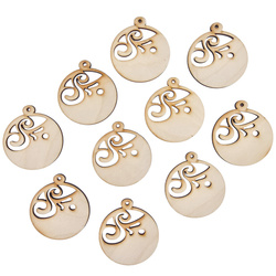 Drewniana ozdoba zawieszka bombka 6cm - Ornament - 10szt