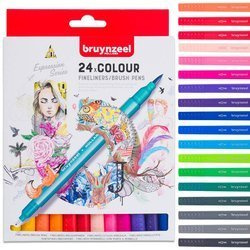 Zestaw dwustronnych pisaków pędzelkowych Bruynzeel - 24 kolory