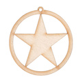 Drewniana ozdoba zawieszka bombka 7 cm Decor - z gwiazdką