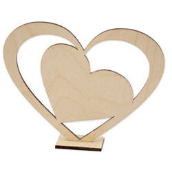Drewniane serce stojące na podstawce wzór 3 – ozdoba dekoracyjna