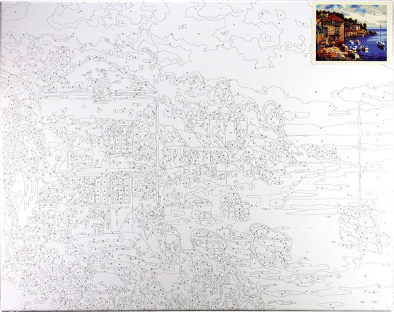 Malowanie po numerach 40x50cm Kamienny taras - Zestaw na ramie