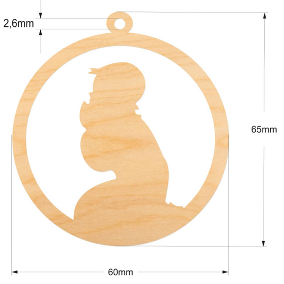 Drewniana ozdoba zawieszka bombka 6cm. Decor - 10szt