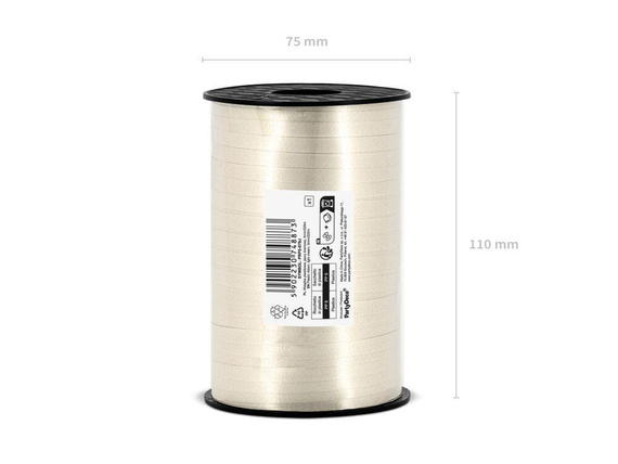 Wstążka świąteczna do pakowania 5mm - 225m jasna kremowa