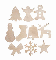 Drewniane ozdoby świąteczne na choinkę Mix wzorów