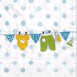 Serwetka 33x33cm - Baby is Coming light blue