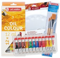 Farby olejne Talens ArtCreation zestaw 12 x12 ml + pędzle + paletka