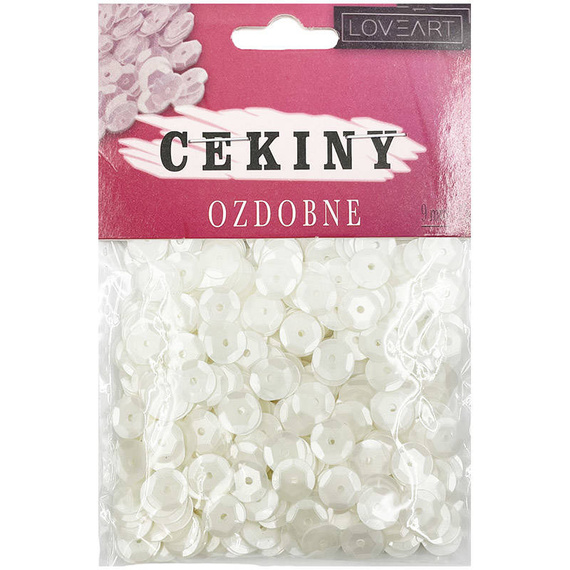 Cekiny okrągłe matowe 9mm 15g - Loveart - białe