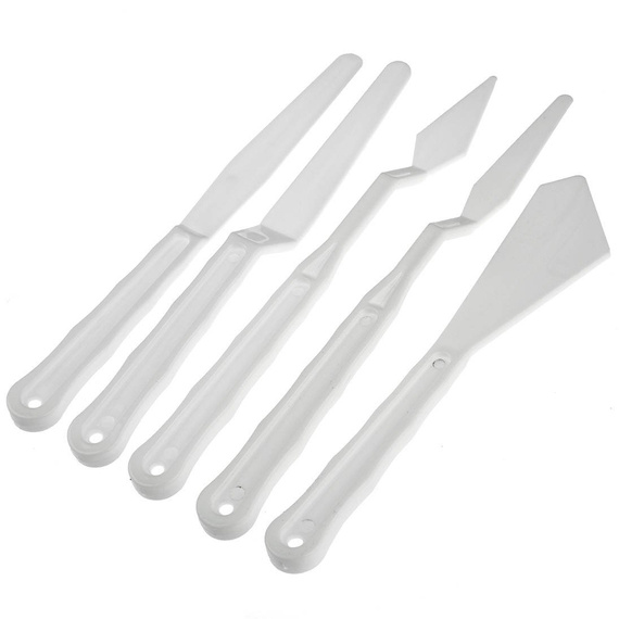 Zestaw szpachelek białych plastikowych - 5 sztuk