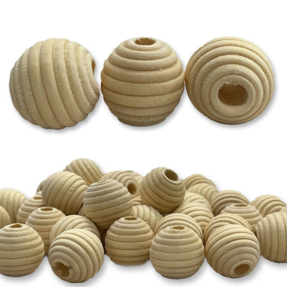 Koraliki drewniane prążkowane 18mm 40 sztuk